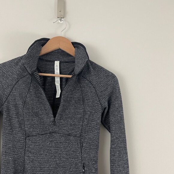 Lululemon Runderful 1/2 Zip Mini Check Pique Black Heathered Black Size 2 - Picture 7 of 7